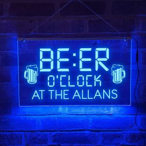 Beer O'clock Custom LED Neon Sign Personalised Man Cave Bar Sign