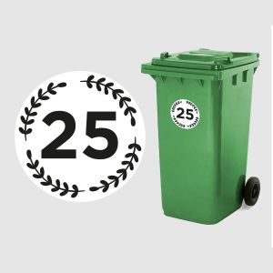 White/Green Set of 4 Round Bin Sticker Numbers 