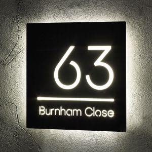 Illuminated LED House Signs Door Number 24cm x 24cm