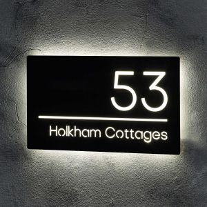 Illuminated Modern House Number Sign 40cm x 24cm