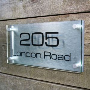 Modern House Sign Acrylic & Aluminium 30cm x 15cm