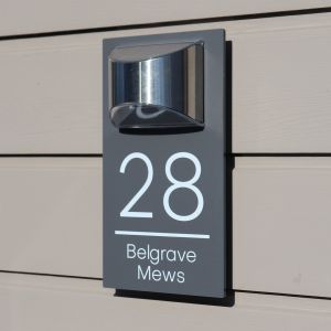 Solar House Sign LED Illuminated Contemporary Modern Door Number Plaque