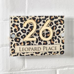 Leopard Print Acrylic House Sign Door Number Plaque