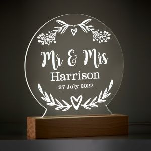 Personalised Mr and Mrs Wedding Light