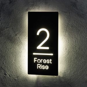 Illuminated Modern House Number Sign 15cm x 30cm