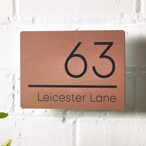 Copper Contemporary Modern House Sign Number 20cm x 14cm