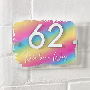 Rainbow Contemporary Acrylic House Sign Door Number Plaque