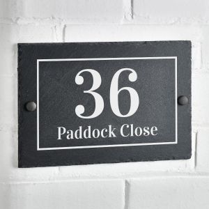 Slate House Sign Rustic Door Number Plaque 20cm x 30cm - Newport