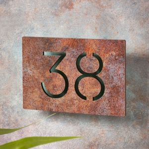 Rusty Metal Effect House Number Sign 19cm x 12cm