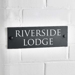 Slate House Sign Rustic 45cm 15cm - Brecon