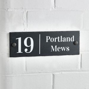 Slate House Sign Rustic Door Number Plaque 10cm x 30cm