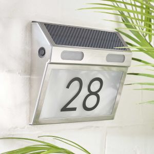 Solar House Sign Modern Door Number LED Illuminated Plaque