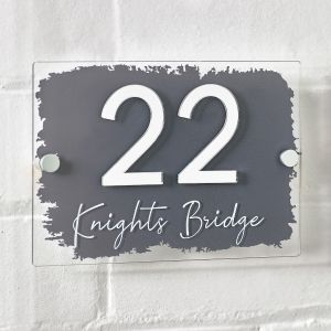 Modern Contemporary House Sign Acrylic 3D Brush Stroke Door Number Plaque