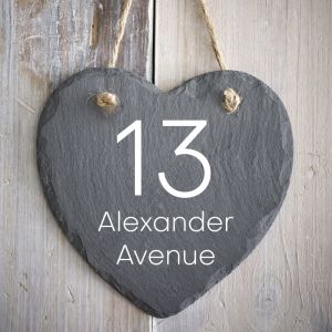 Rustic Hanging Slate Heart House Sign 15cm