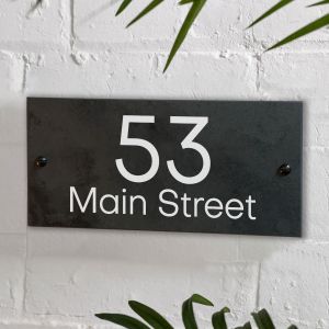 Slate House Sign Door Number Engraved Plaque 10cm x 20cm