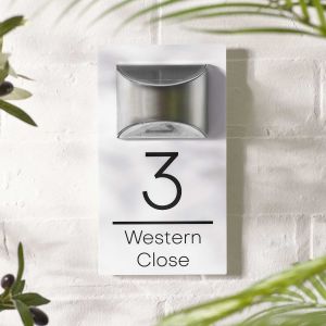Solar House Number Sign Modern Door Number Plaque