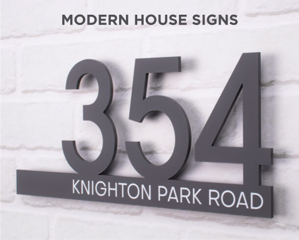 Modern floating house signs