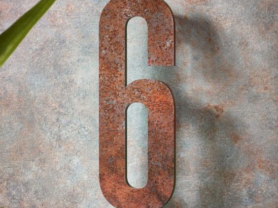 Rust Effect Acrylic Cut House Number 20cm