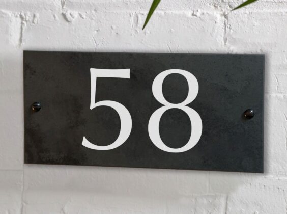 Engraved Slate House Sign Door Number Plaque 10cm x 20cm - Barkston
