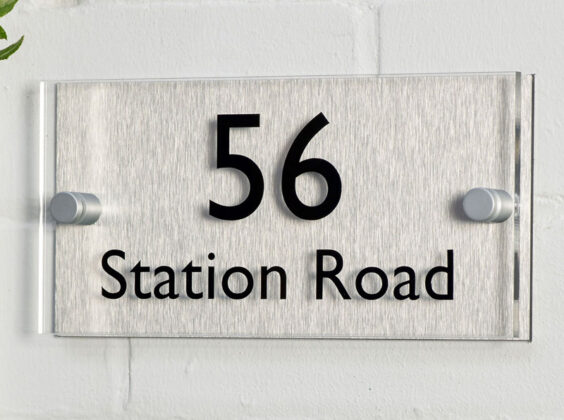 Modern Acrylic & Aluminium House Sign 10cm x 20cm