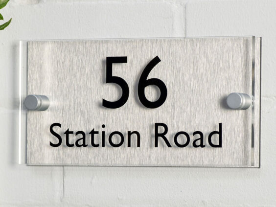 Modern Acrylic & Aluminium House Sign 10cm x 20cm