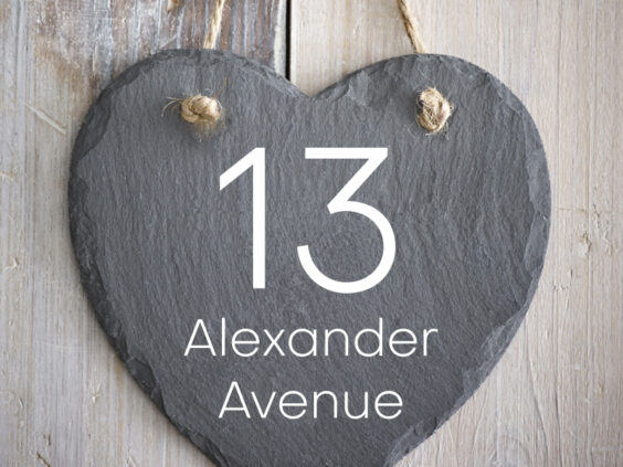 Rustic Hanging Slate Heart House Sign 15cm