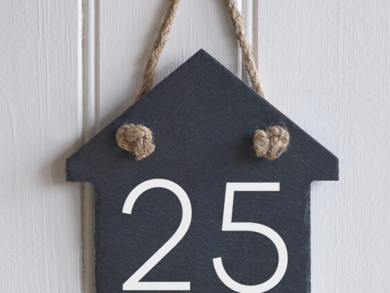 Rustic Hanging Slate House Sign Number 15cm x 15cm