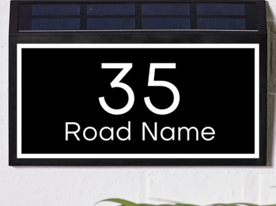 Light Up Solar Sign Street Name & Number Large Backlite